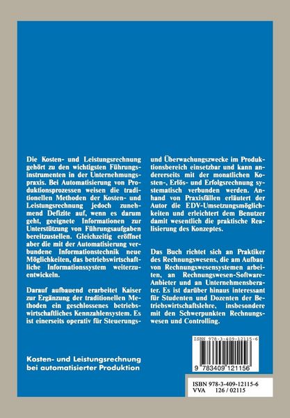 Produktbild: Kosten- und Leistungsrechnung bei automatisierter Produktion