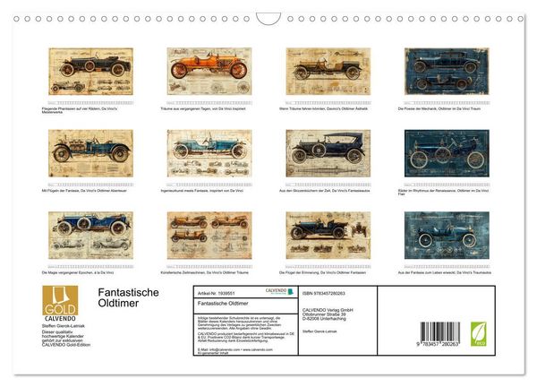 Produktbild: Fantastische Oldtimer (Wandkalender 2026 DIN A3 quer), CALVENDO Monatskalender