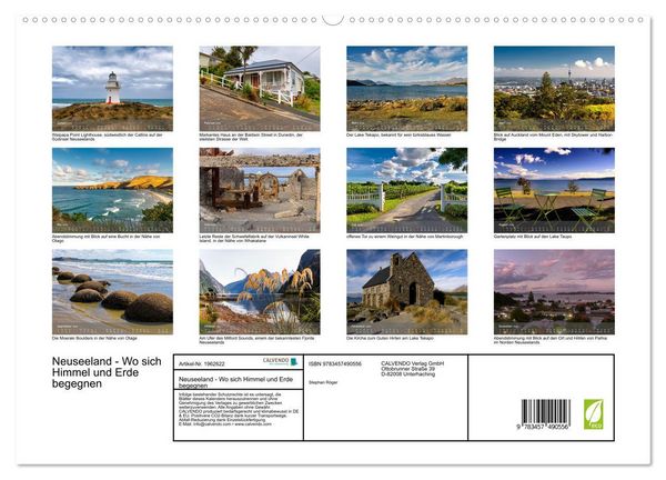Produktbild: Neuseeland - Wo sich Himmel und Erde begegnen (hochwertiger Premium Wandkalender 2026 DIN A2 quer), Kunstdruck in Hochglanz