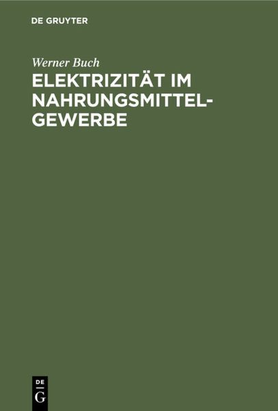 Produktbild: Elektrizit&auml;t im Nahrungsmittel-Gewerbe