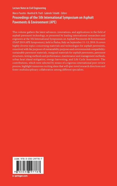 Produktbild: Proceedings of the 5th International Symposium on Asphalt Pavements & Environment (APE)