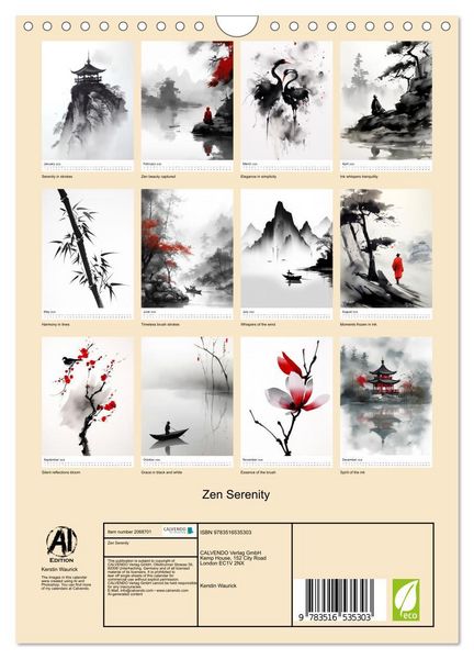 Produktbild: Zen Serenity (Wall Calendar 2026 DIN A4 portrait), CALVENDO 12 Month Wall Calendar