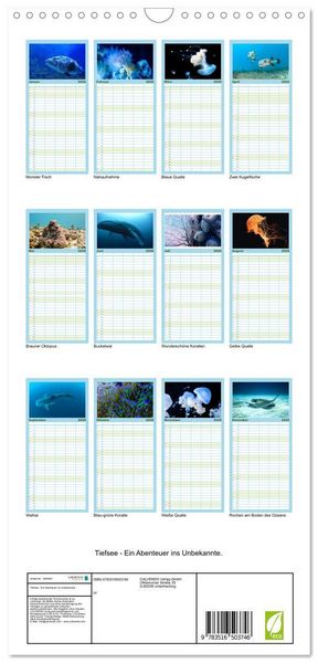 Produktbild: Familienplaner 2026 - Tiefsee - Ein Abenteuer ins Unbekannte. mit 5 Spalten (Wandkalender, 21 x 45 cm) CALVENDO