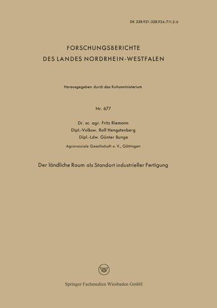 Produktbild: Der l&auml;ndliche Raum als Standort industrieller Fertigung