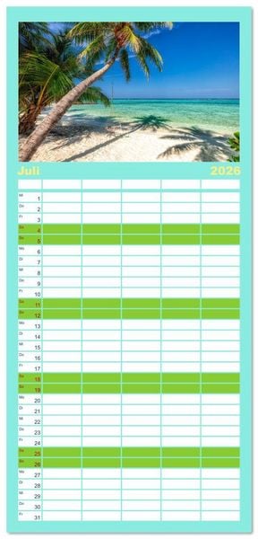 Produktbild: Familienplaner 2026 - Malerische Malediven mit 5 Spalten (Wandkalender, 21 x 45 cm) CALVENDO