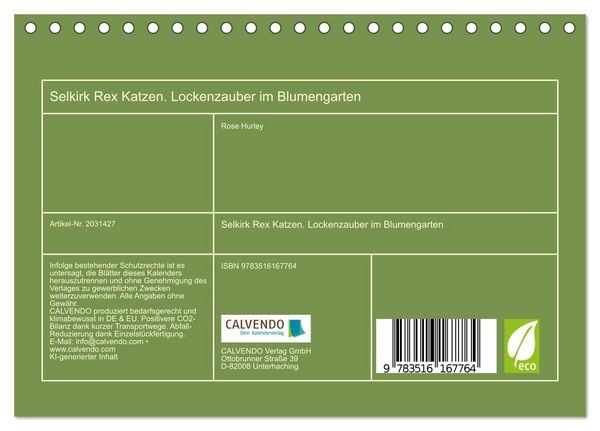 Produktbild: Selkirk Rex Katzen. Lockenzauber im Blumengarten (Tischkalender 2026 DIN A5 quer), CALVENDO Monatskalender