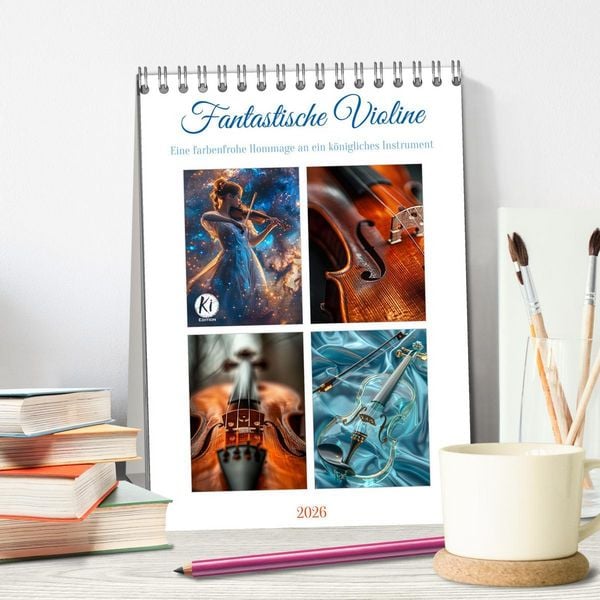 Produktbild: Fantastische Violine (Tischkalender 2026 DIN A5 hoch), CALVENDO Monatskalender