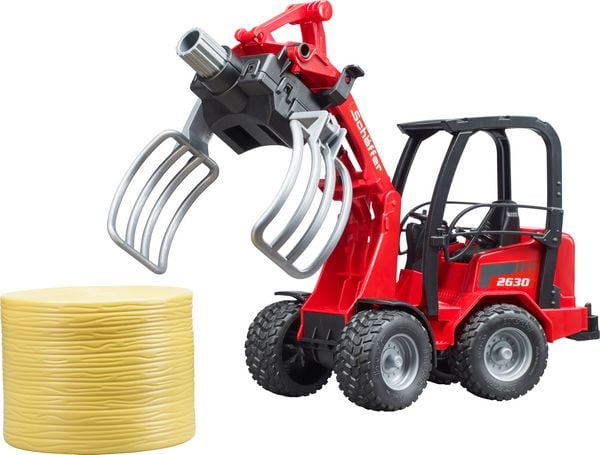 Produktbild: bruder 02192 Sch&auml;ffer Hoflader 2630 mit Ballengreifzange + Rundballen