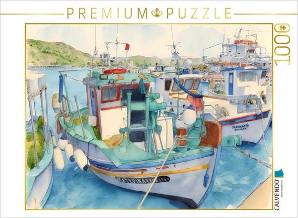 Produktbild: CALVENDO Puzzle Buntes Treiben im Hafen Kefalos | 1000 Teile Lege-Gr&ouml;&szlig;e 64x48cm Foto-Puzzle f&uuml;r gl&uuml;ckliche Stunden
