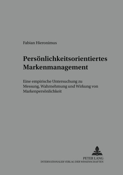 Produktbild: Pers&ouml;nlichkeitsorientiertes Markenmanagement