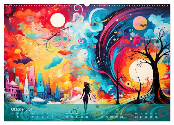 Produktbild: Vision&auml;re Leinwand: Kreative Symbole f&uuml;r Tr&auml;ume und Visionen (hochwertiger Premium Wandkalender 2026 DIN A2 quer), Kunstdruck in Hochglanz