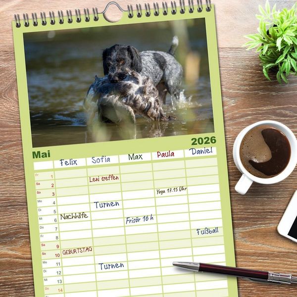 Produktbild: Familienplaner 2026 - Jagdhunde bei der Arbeit mit 5 Spalten (Wandkalender, 21 x 45 cm) CALVENDO