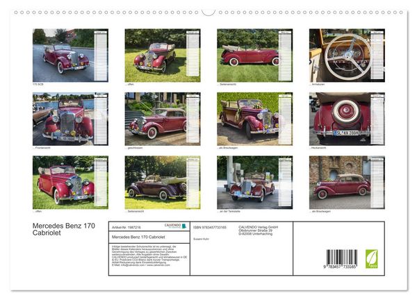 Produktbild: Mercedes Benz 170 Cabriolet (hochwertiger Premium Wandkalender 2026 DIN A2 quer), Kunstdruck in Hochglanz