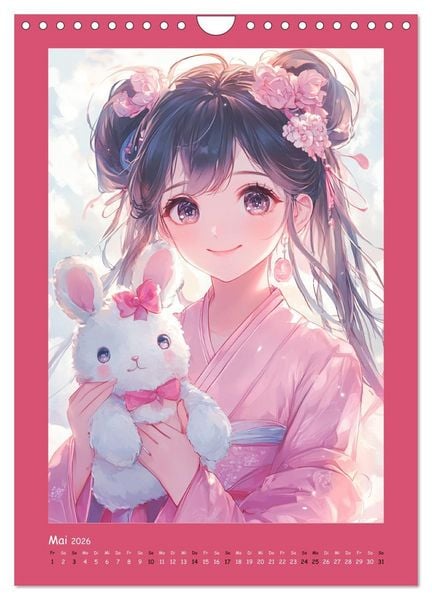 Produktbild: Zauberhafte Momente. Rosa Tr&auml;ume im Manga-Stil (Wandkalender 2026 DIN A4 hoch), CALVENDO Monatskalender