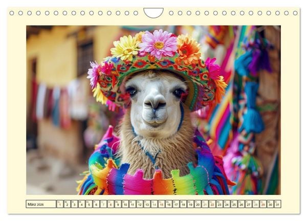 Produktbild: Lamas auf Tour. Perus flauschige Fashion-Ikonen (Wandkalender 2026 DIN A4 quer), CALVENDO Monatskalender