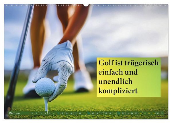 Produktbild: Golf - zwischen Gr&uuml;n und Gedanken (hochwertiger Premium Wandkalender 2027 DIN A2 quer), Kunstdruck in Hochglanz