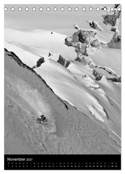 Produktbild: Monochrome Ski (Tischkalender 2027 DIN A5 hoch), CALVENDO Monatskalender