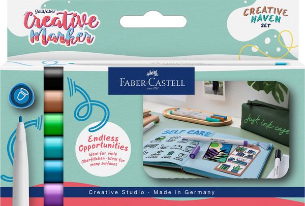 Produktbild: FABER-CASTELL Creative Marker Goldfaber 1,5mm Creative Haven 6 St&uuml;ck