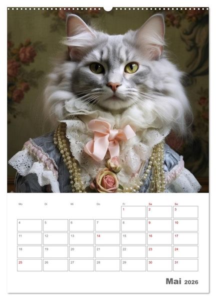 Produktbild: Royale Katzen Portraits (Wandkalender 2026 DIN A2 hoch), CALVENDO Monatskalender