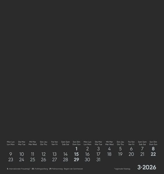 Produktbild: Kreativ-Kalender schwarz 2026 - 16x17 cm - Foto, Malen, Basteln - datiert - Kreativkalender - Foto-Kalender - Alpha Edition