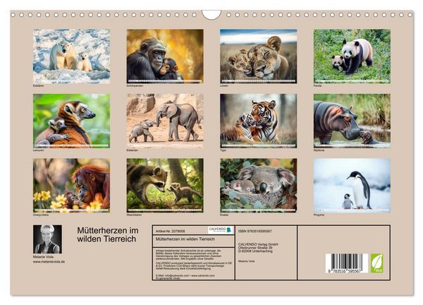 Produktbild: M&uuml;tterherzen im wilden Tierreich (Wandkalender 2026 DIN A3 quer), CALVENDO Monatskalender