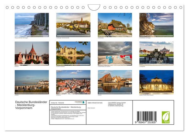 Produktbild: Deutsche Bundesl&auml;nder - Mecklenburg-Vorpommern (Wandkalender 2026 DIN A4 quer), CALVENDO Monatskalender