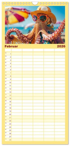 Produktbild: Familienplaner 2026 - Tintenfisch Fashion. Coole Models zeigen die Trends mit 5 Spalten (Wandkalender, 21 x 45 cm) CALVENDO