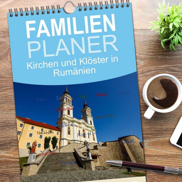Produktbild: Familienplaner 2026 - Kirchen und Kl&ouml;ster in Rum&auml;nien mit 5 Spalten (Wandkalender, 21 x 45 cm) CALVENDO