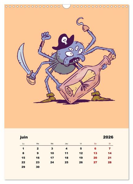 Produktbild: Les petits animaux pirates (Calendrier mural 2026 DIN A3 horizontal), CALVENDO calendrier mensuel