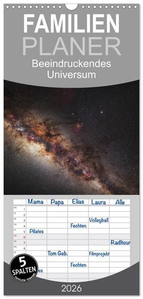 Produktbild: Familienplaner 2026 - Beeindruckendes Universum mit 5 Spalten (Wandkalender, 21 x 45 cm) CALVENDO