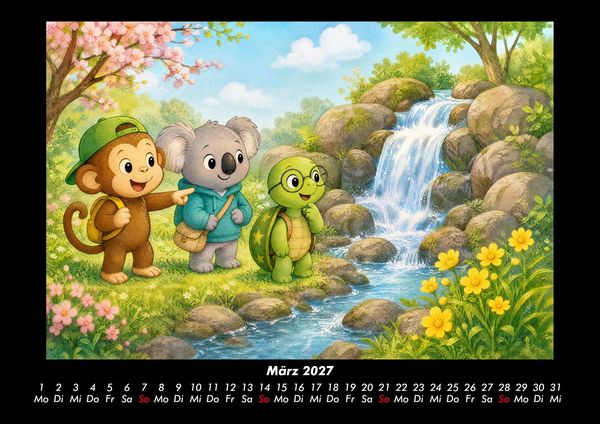 Produktbild: Wasserf&auml;lle der Fantasie mit Milo, Kiki & Taz 2027 Fotokalender DIN A3