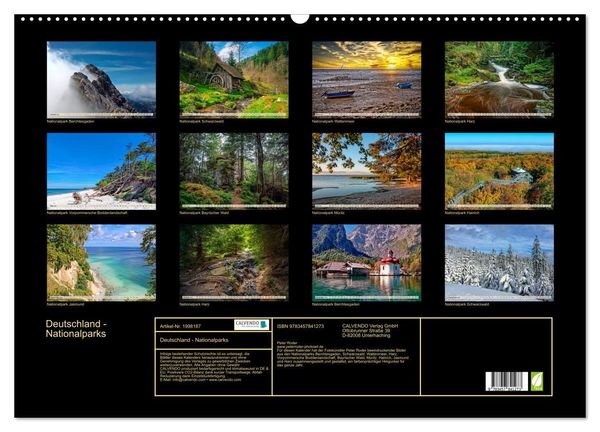 Produktbild: Deutschland - Nationalparks (Wandkalender 2026 DIN A2 quer), CALVENDO Monatskalender