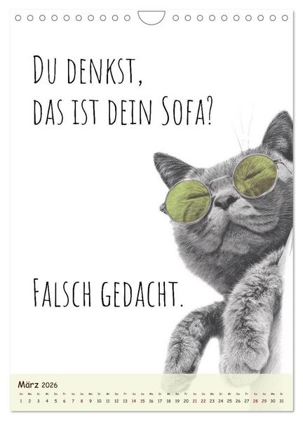 Produktbild: Katzenkult - Coolness auf vier Pfoten (Wandkalender 2026 DIN A4 hoch), CALVENDO Monatskalender