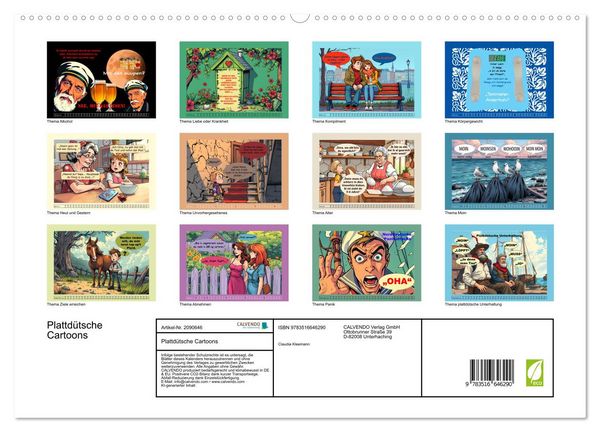 Produktbild: Plattd&uuml;tsche Cartoons (hochwertiger Premium Wandkalender 2026 DIN A2 quer), Kunstdruck in Hochglanz