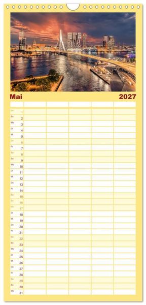 Produktbild: Familienplaner 2027 - Rotterdam - Die heimliche Hauptstadt der Niederlande mit 5 Spalten (Wandkalender, 21 x 45 cm) CALVENDO