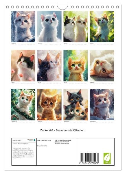 Produktbild: Zuckers&uuml;&szlig; - Bezaubernde K&auml;tzchen (Wandkalender 2026 DIN A4 hoch), CALVENDO Monatskalender