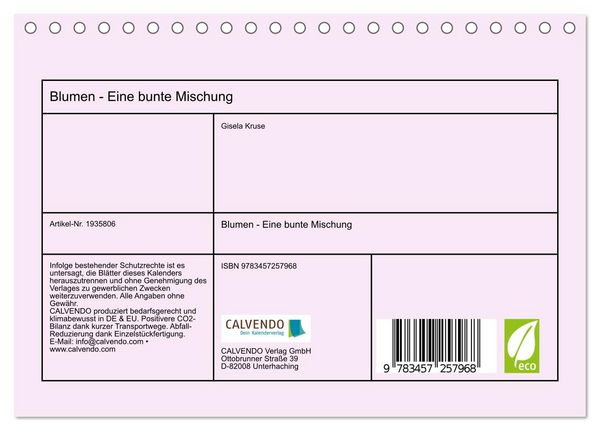 Produktbild: Blumen - Eine bunte Mischung (Tischkalender 2026 DIN A5 quer), CALVENDO Monatskalender