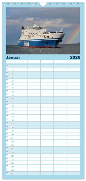 Produktbild: Familienplaner 2026 - Shipspotting Travem&uuml;nde mit 5 Spalten (Wandkalender, 21 x 45 cm) CALVENDO