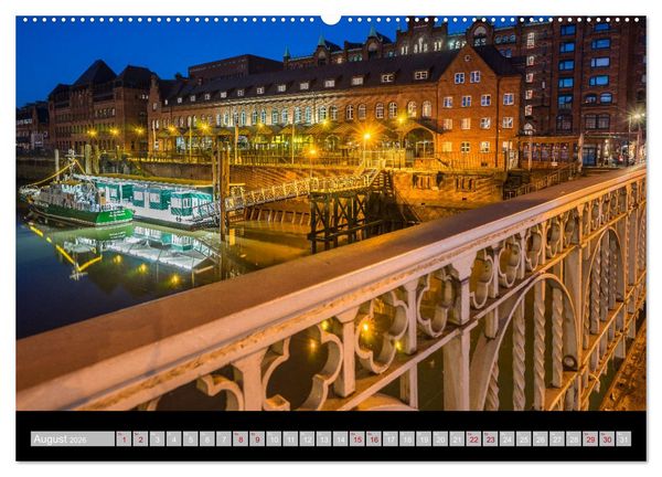 Produktbild: Hamburgs Br&uuml;cken bei Nacht (Wandkalender 2026 DIN A2 quer), CALVENDO Monatskalender