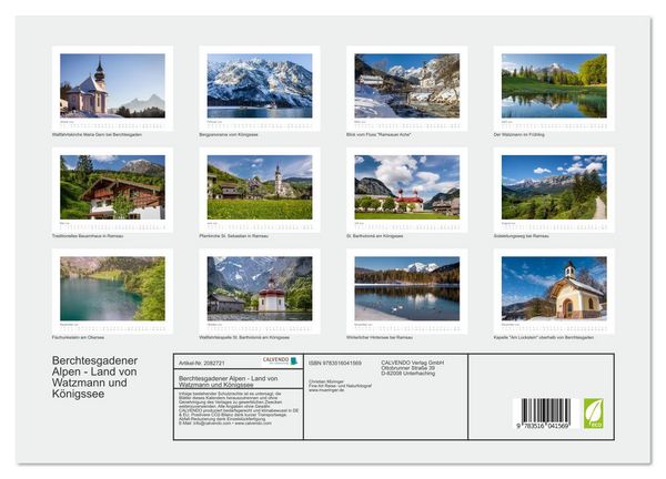 Produktbild: Berchtesgadener Alpen - Land von Watzmann und K&ouml;nigssee (Wandkalender 2026 DIN A3 quer), CALVENDO Monatskalender