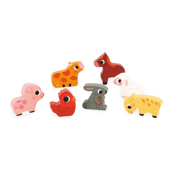 Produktbild: Welche Tiere leben auf dem Bauernhof? 7-teiliges Holzpuzzle ab 18 Monaten