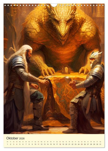 Produktbild: Der Drachenk&ouml;nig. Ritter unter der Herrschaft des Biests (Wandkalender 2026 DIN A3 hoch), CALVENDO Monatskalender