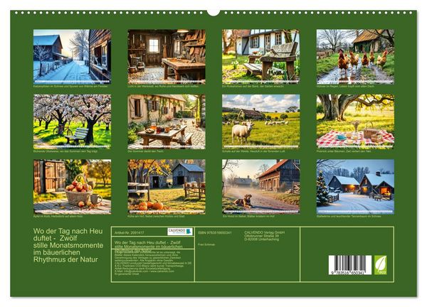 Produktbild: Wo der Tag nach Heu duftet - Zw&ouml;lf stille Monatsmomente im b&auml;uerlichen Rhythmus der Natur (hochwertiger Premium Wandkalender 2026 DIN A2 quer), Kunstdruck in Hochglanz