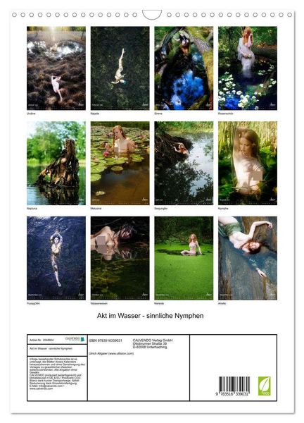 Produktbild: Akt im Wasser - sinnliche Nymphen (Wandkalender 2026 DIN A3 hoch), CALVENDO Monatskalender