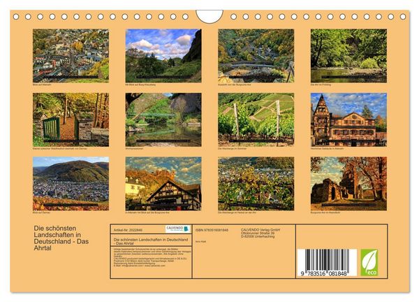 Produktbild: Die sch&ouml;nsten Landschaften in Deutschland - Das Ahrtal (Wandkalender 2026 DIN A4 quer), CALVENDO Monatskalender