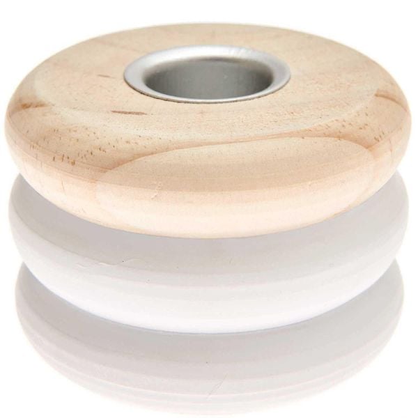 Produktbild: Holz Kerzenhalter Ringe, klein, Wei&szlig;, &Oslash; 7,5 cm, H 5,5 cm, f&uuml;