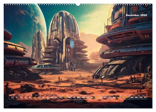 Produktbild: Pionierbauten auf fremden Planeten (Wandkalender 2026 DIN A2 quer), CALVENDO Monatskalender