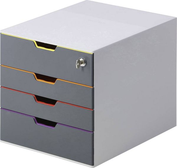 Produktbild: Durable VARICOLOR 4 SAFE - 7606 760627 Schubladenbox Grau DIN A4, DIN C4, Folio, Letter Anzahl der Schubf&auml;cher: 4
