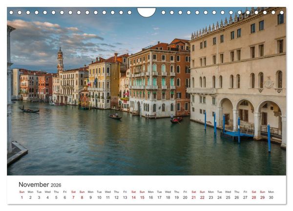 Produktbild: Romantic colors in Venice (Wall Calendar 2026 DIN A4 landscape), CALVENDO 12 Month Wall Calendar