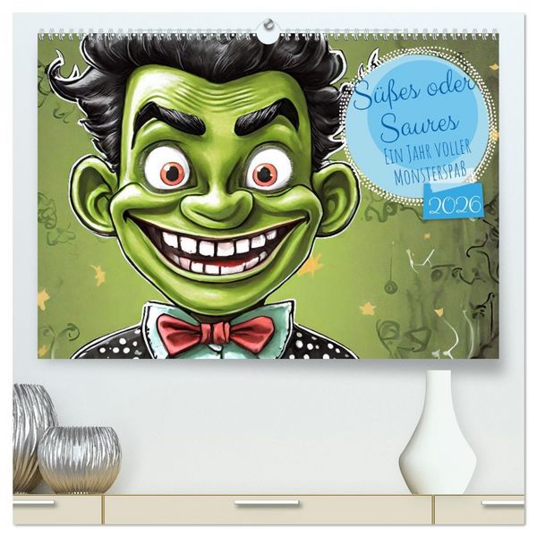 Produktbild: S&uuml;&szlig;es oder Saures - Ein Jahr voller Monsterspa&szlig; (hochwertiger Premium Wandkalender 2026 DIN A2 quer), Kunstdruck in Hochglanz